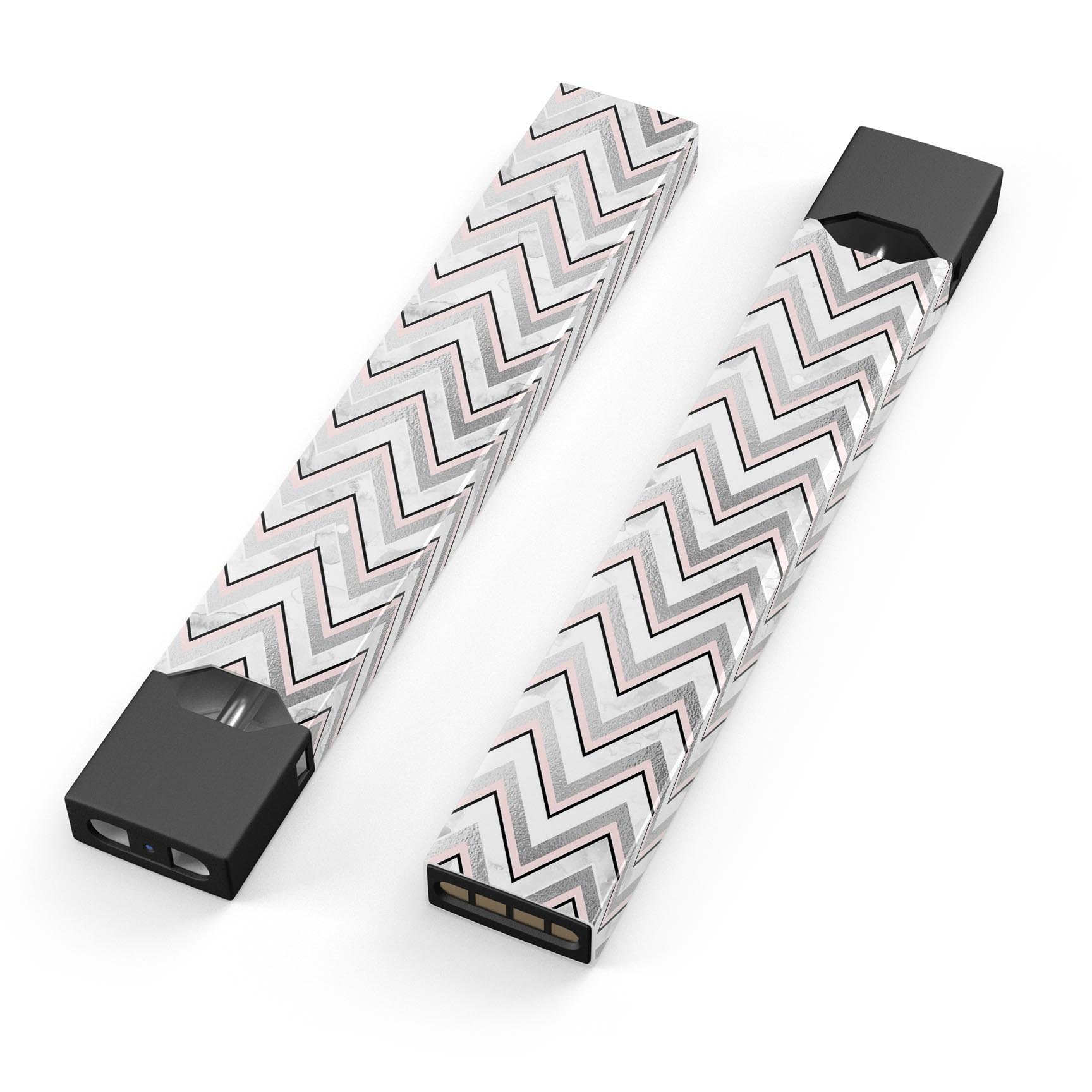 Karamfila Silver & Pink Marble V2 skin-wrap for JUUL device, showcasing its stylish design and protective features.